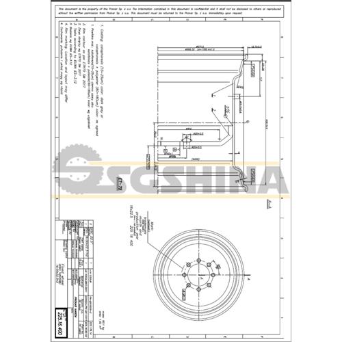 Колесо 16х22,5H2 чертеж 225.16.400 RAL9006 Pronar АГРО МТЗ передние
